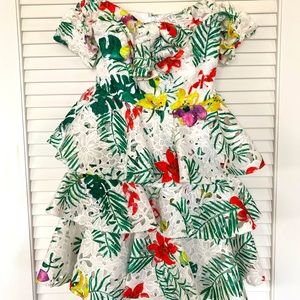 Caroline Constas Tropical Floral Lace Dress